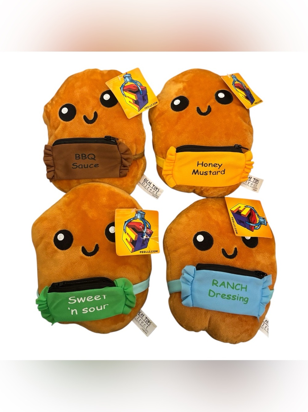 Ideal Toys Ted The Chicken Nugget Plush With Zipper Pouch (All 4 Sauces) 8”